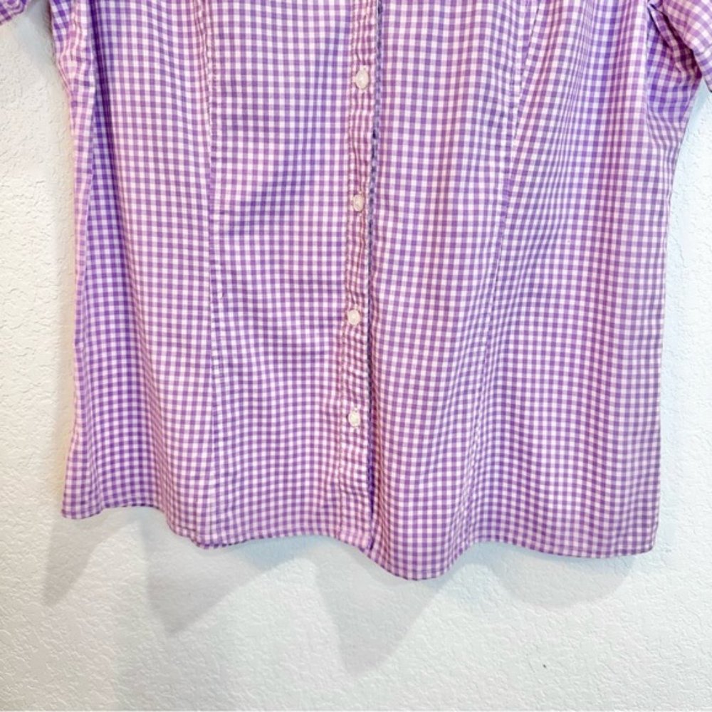 Riders by Lee Purple Lavender Gingham Short Sleeve Button Down Shirt Top Blouse - Picture 5 of 12